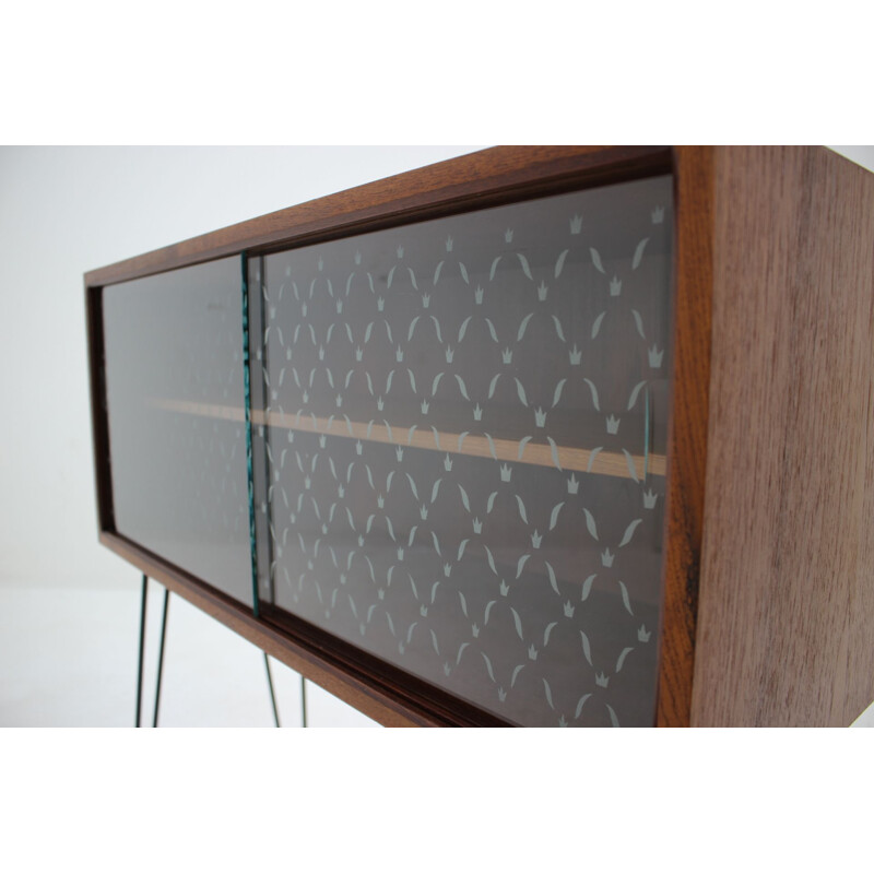 Vintage danish upcycled cabinet in teak and glass 1960