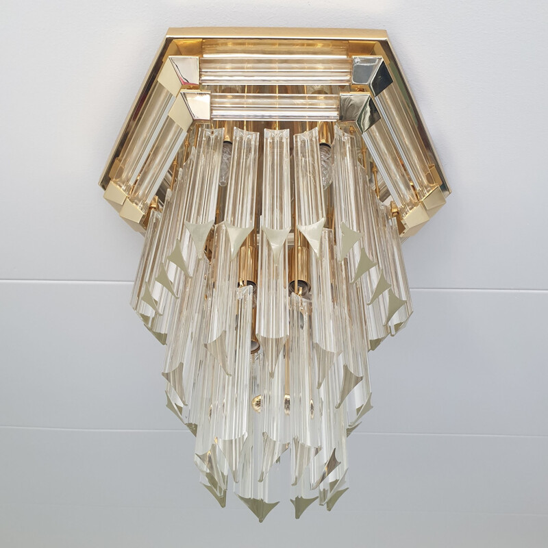 Vintage chandelier for Bakalowits & Söhne in glass and brass 1970