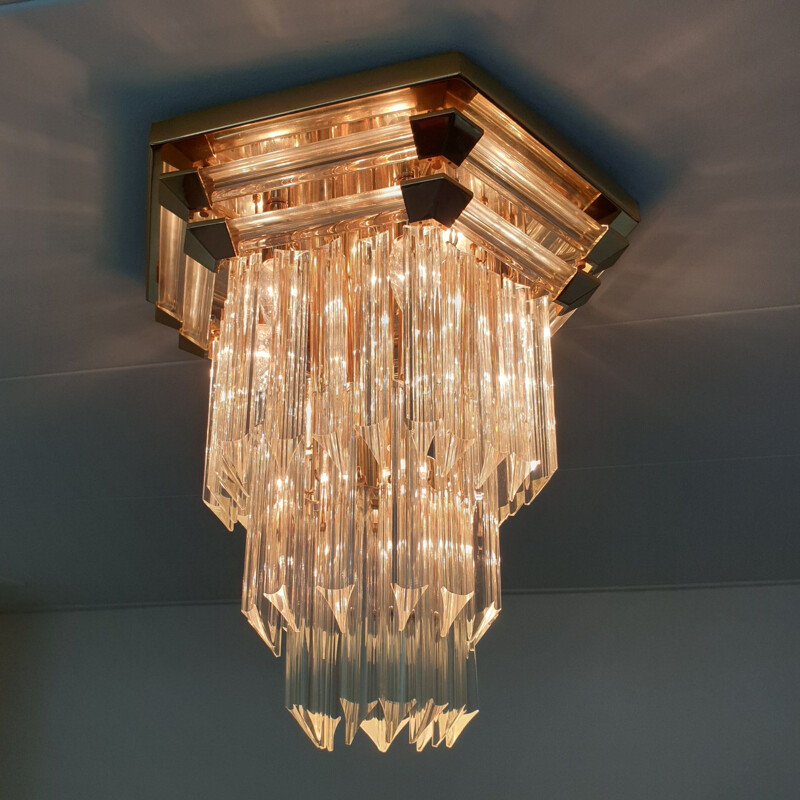 Vintage chandelier for Bakalowits & Söhne in glass and brass 1970