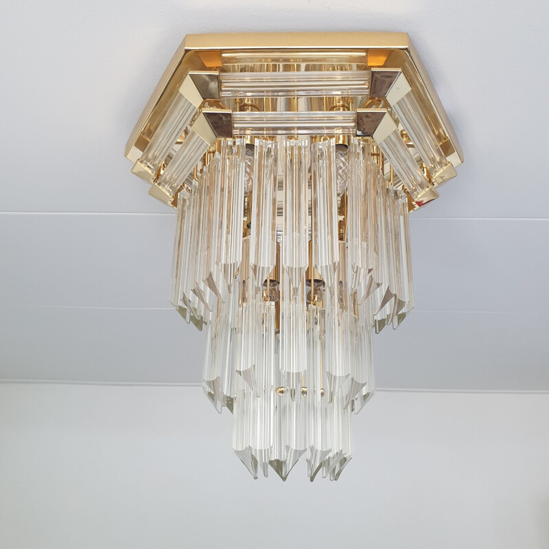 Vintage chandelier for Bakalowits & Söhne in glass and brass 1970