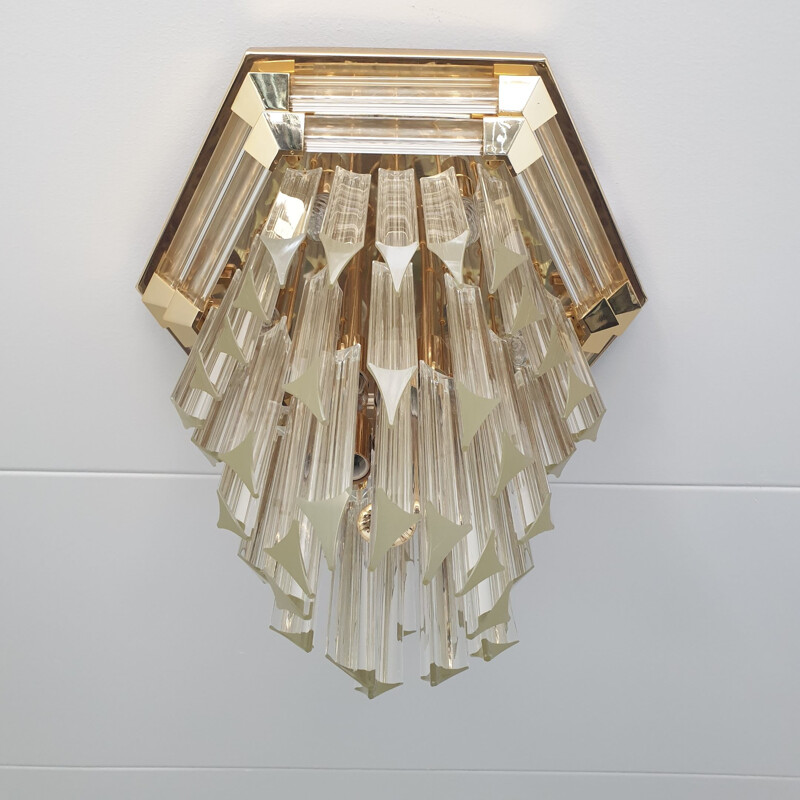 Vintage chandelier for Bakalowits & Söhne in glass and brass 1970