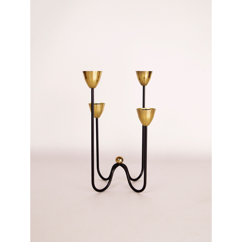 Vintage candlestick by Gunnar Ander in brass and metal 1960