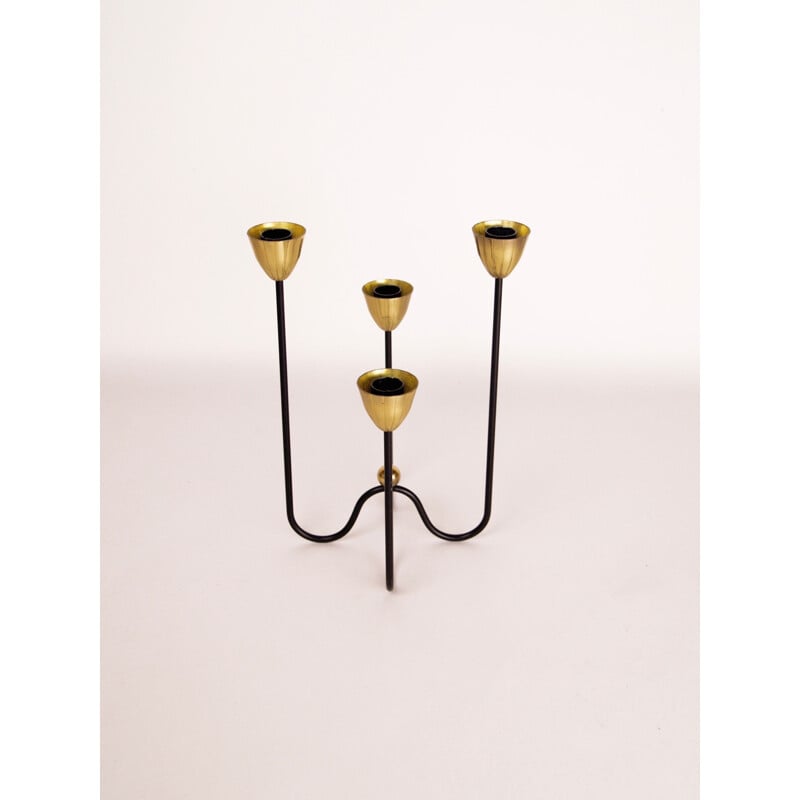 Vintage candlestick by Gunnar Ander in brass and metal 1960
