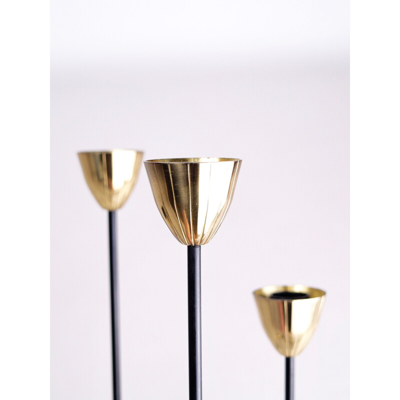 Vintage candlestick by Gunnar Ander in brass and metal 1960