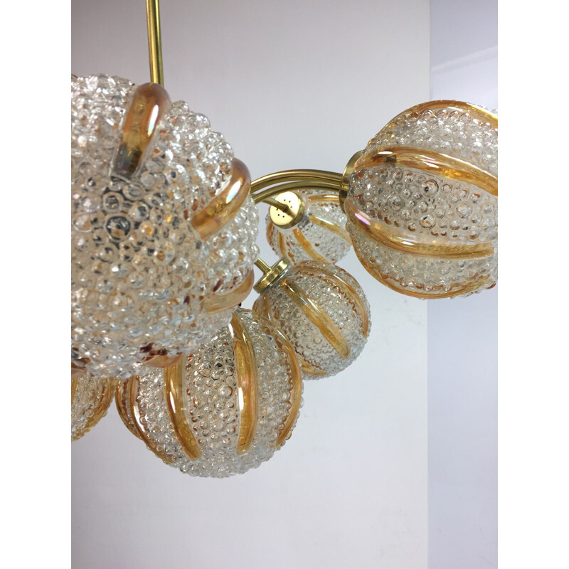 Vintage Sputnik Space Age chandelier in glass and iron 1960