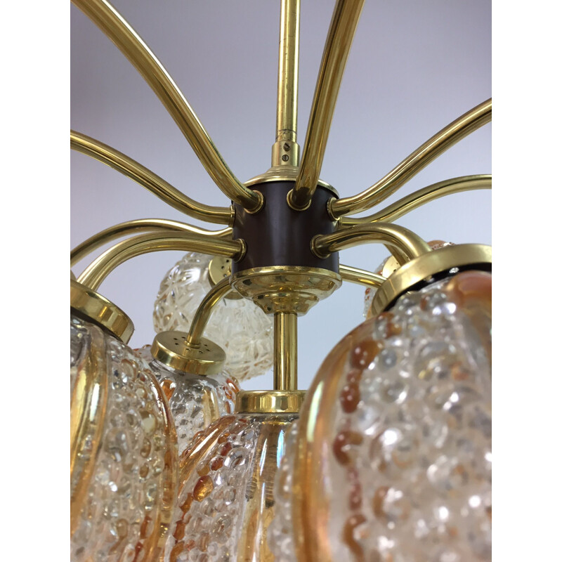 Vintage Sputnik Space Age chandelier in glass and iron 1960