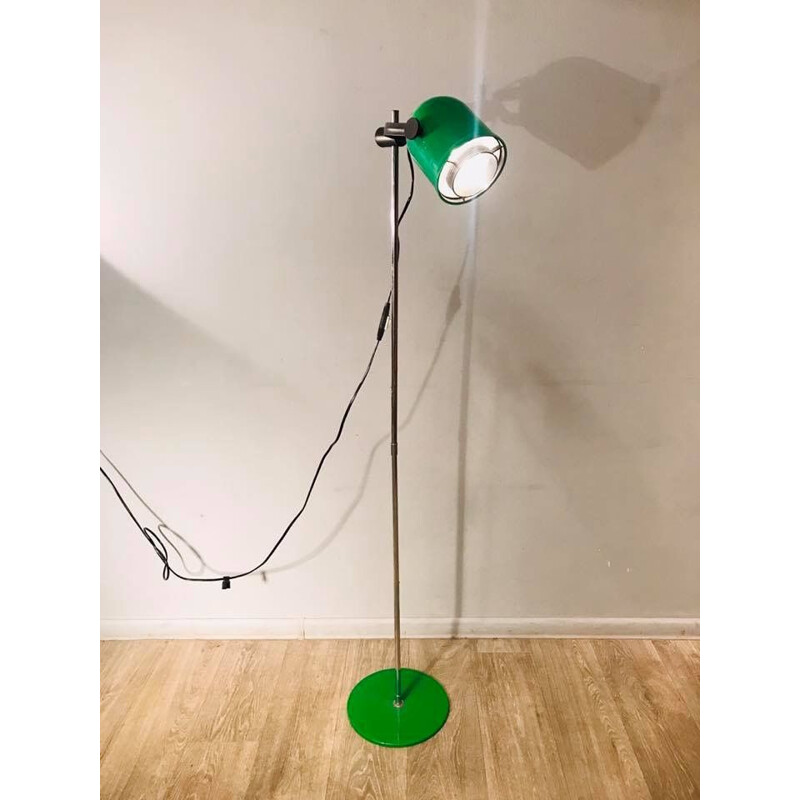 Vintage scandinavian floorlamp in green metal 1970