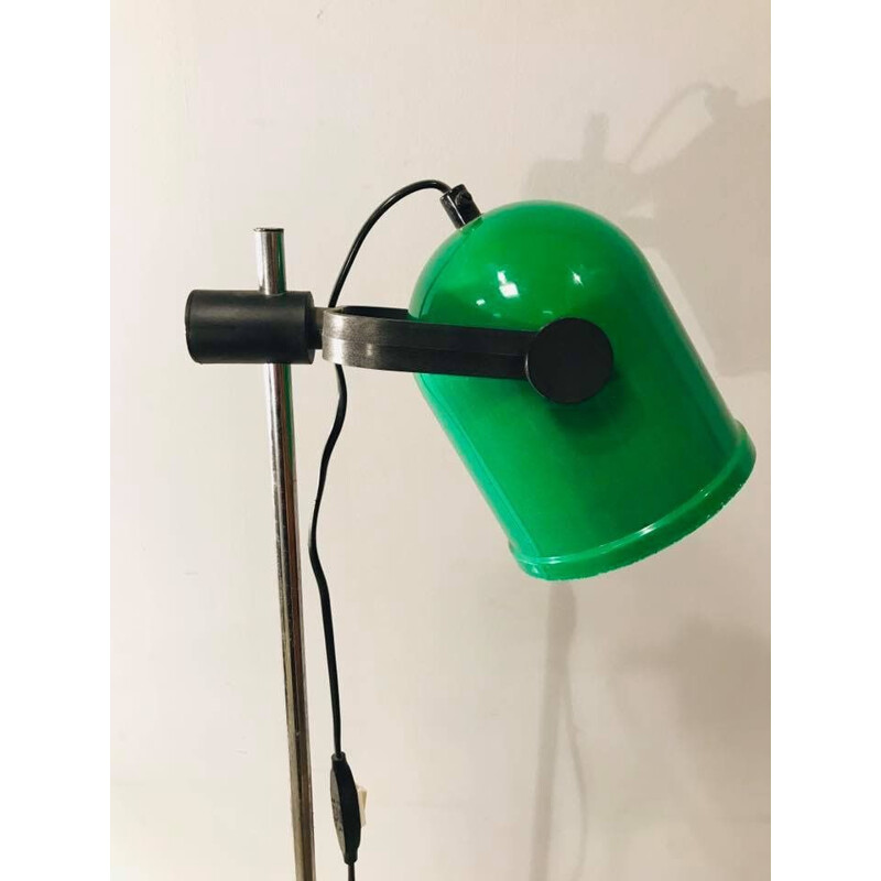 Vintage scandinavian floorlamp in green metal 1970