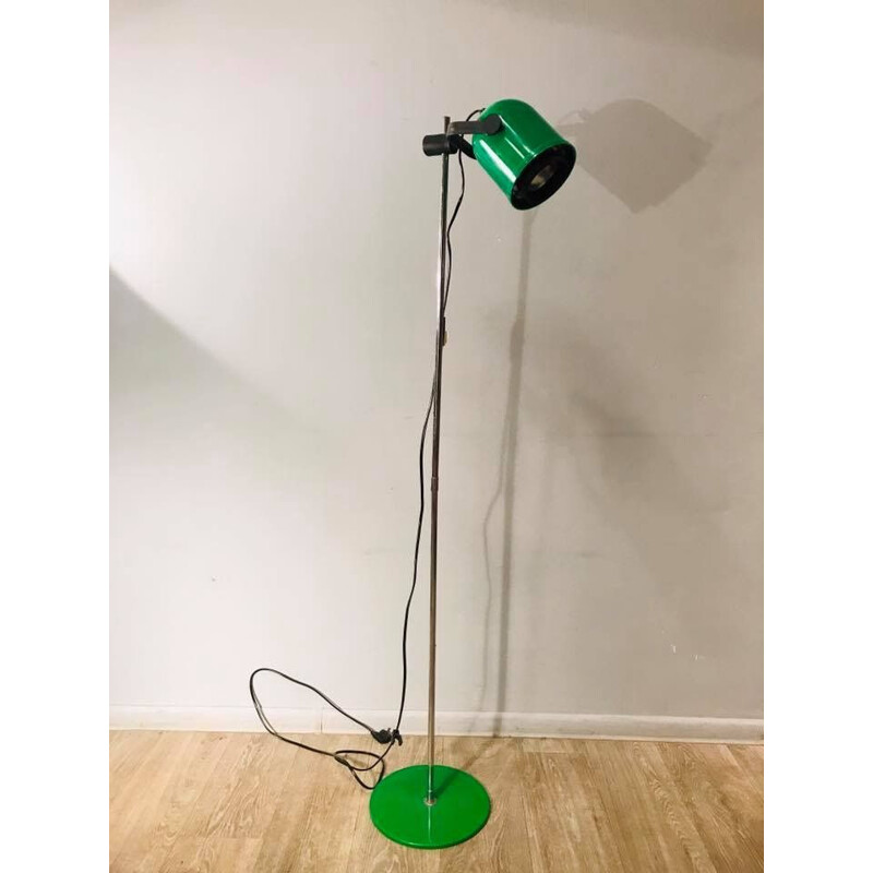 Vintage scandinavian floorlamp in green metal 1970