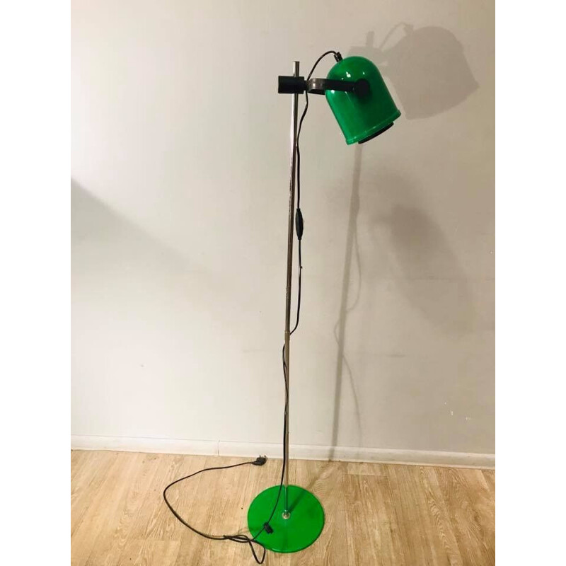 Vintage scandinavian floorlamp in green metal 1970