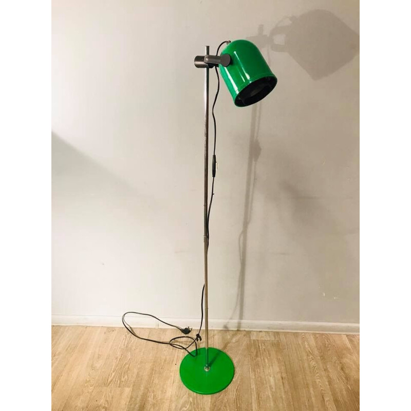 Vintage scandinavian floorlamp in green metal 1970