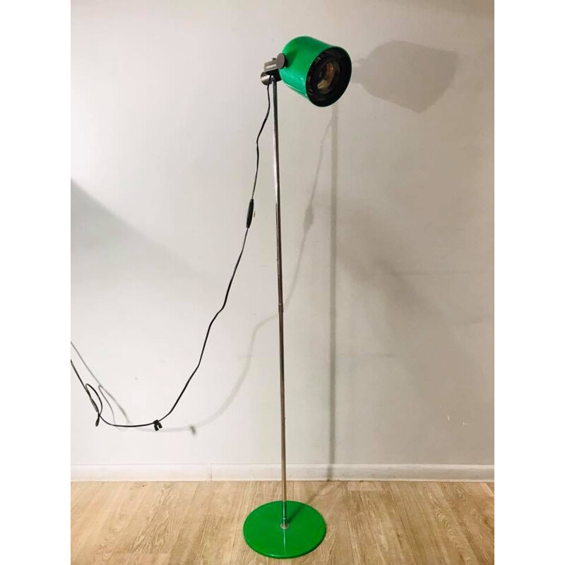 Vintage scandinavian floorlamp in green metal 1970