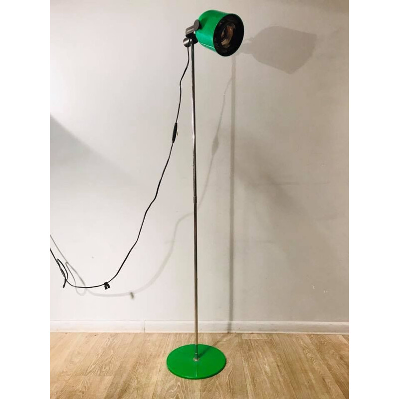 Vintage scandinavian floorlamp in green metal 1970