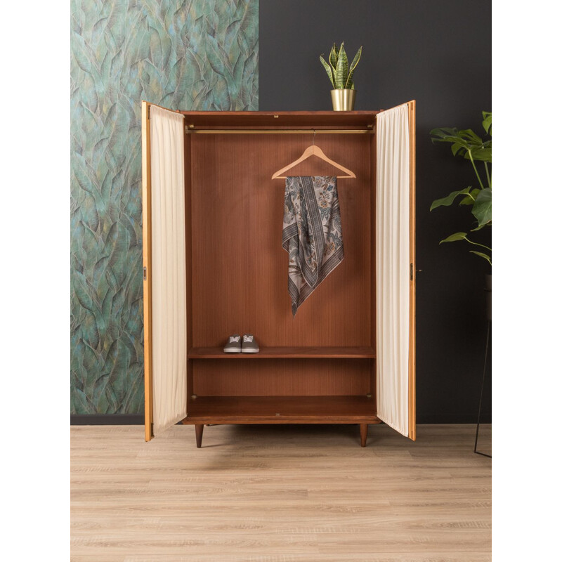 Vintage german wardrobe in wood and glass 1950