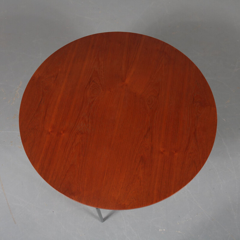 Vintage dutch coffee table in teakwood and grey metal 1950