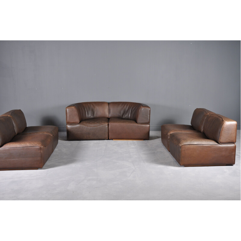 DS15 sofa in brown Buffalo leather by De Sede