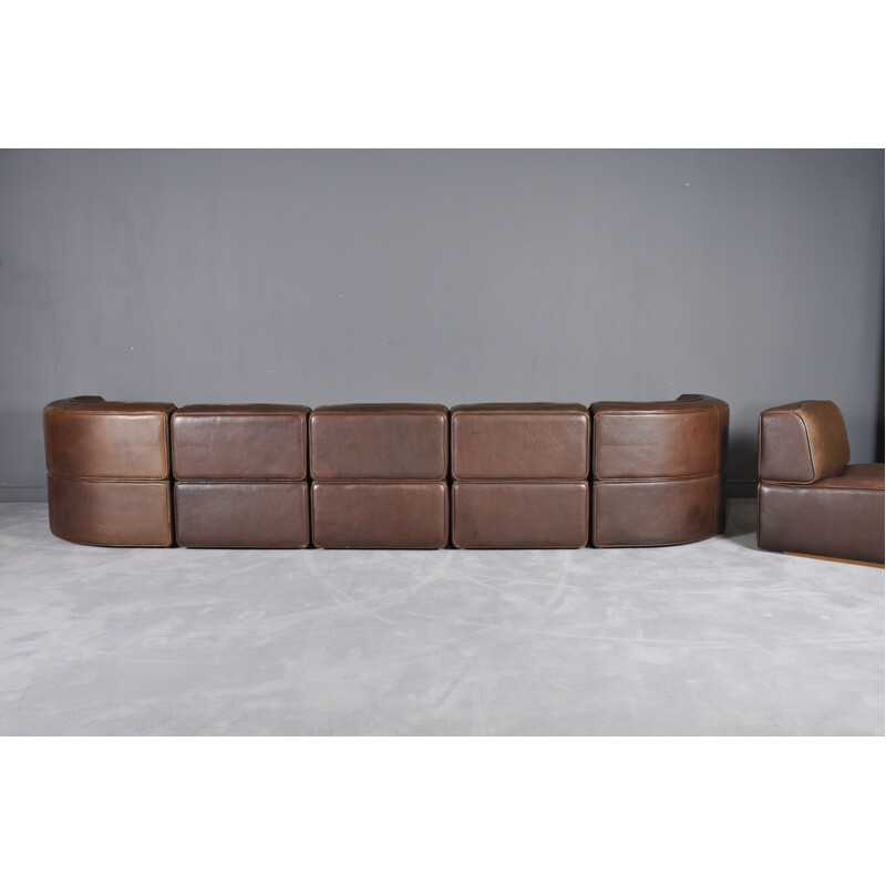 DS15 sofa in brown Buffalo leather by De Sede