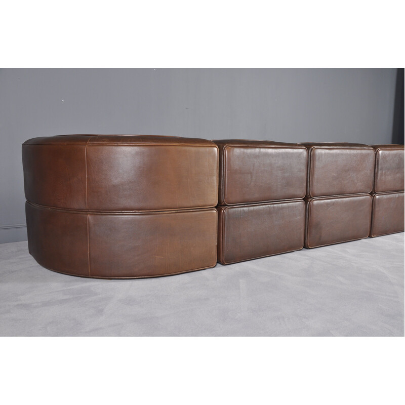 DS15 sofa in brown Buffalo leather by De Sede