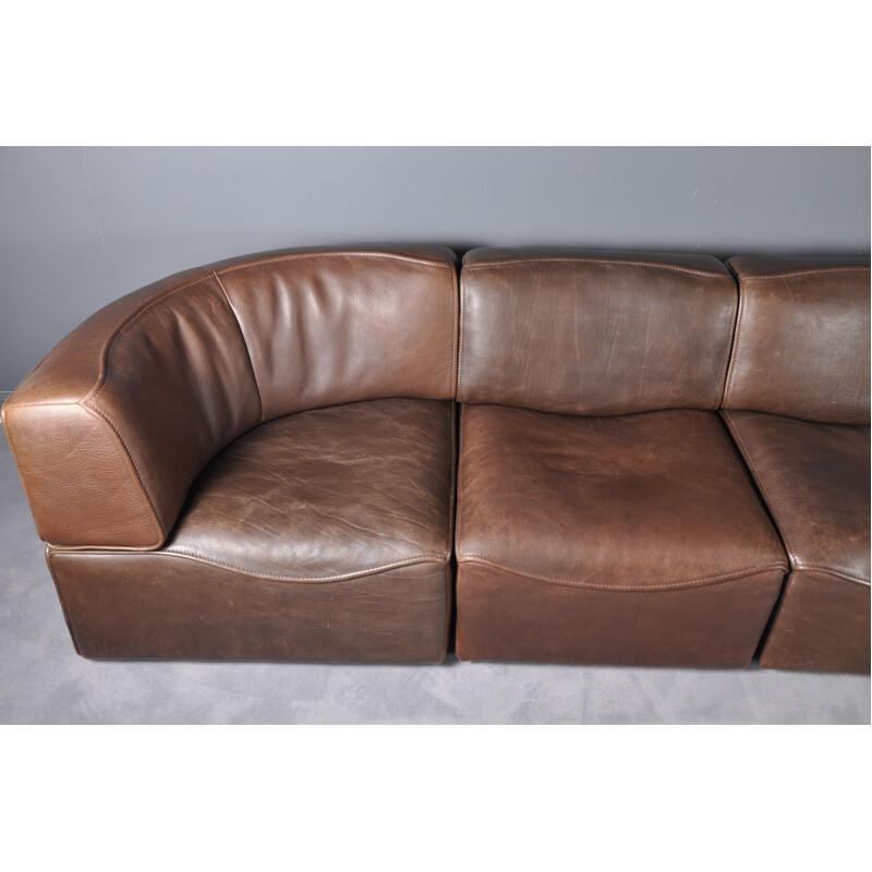 DS15 sofa in brown Buffalo leather by De Sede