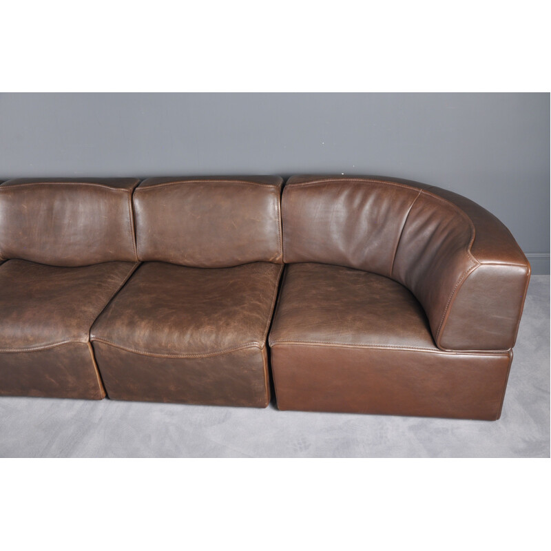 DS15 sofa in brown Buffalo leather by De Sede