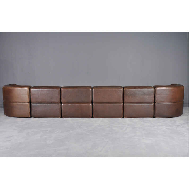 DS15 sofa in brown Buffalo leather by De Sede