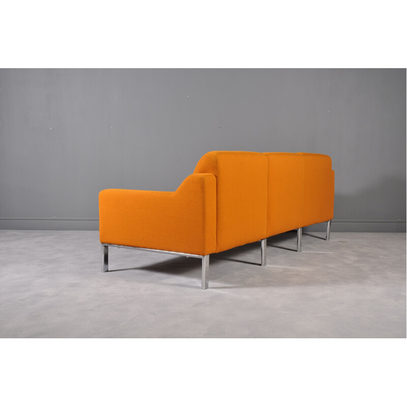 Vintage 3-seater sofa in orange fabric