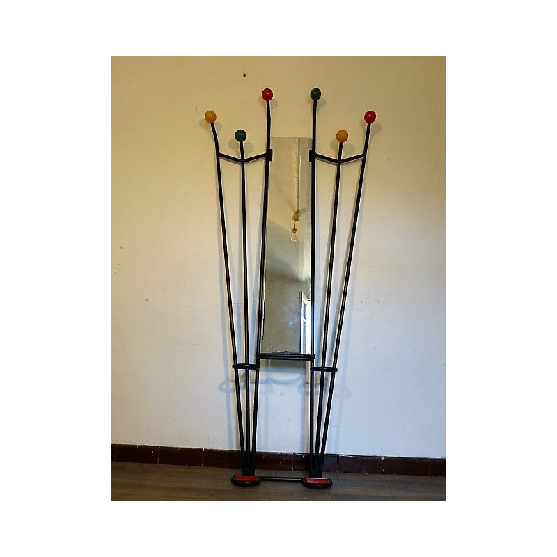 Vintage wall coat rack in black metal