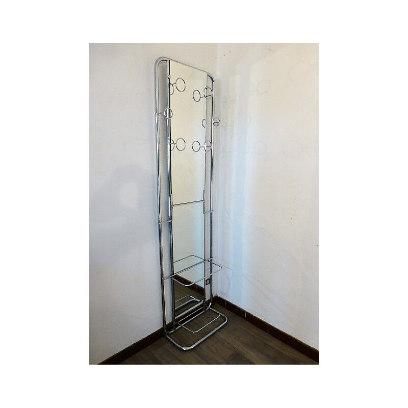 Vintage wall coat rack in chromed metal