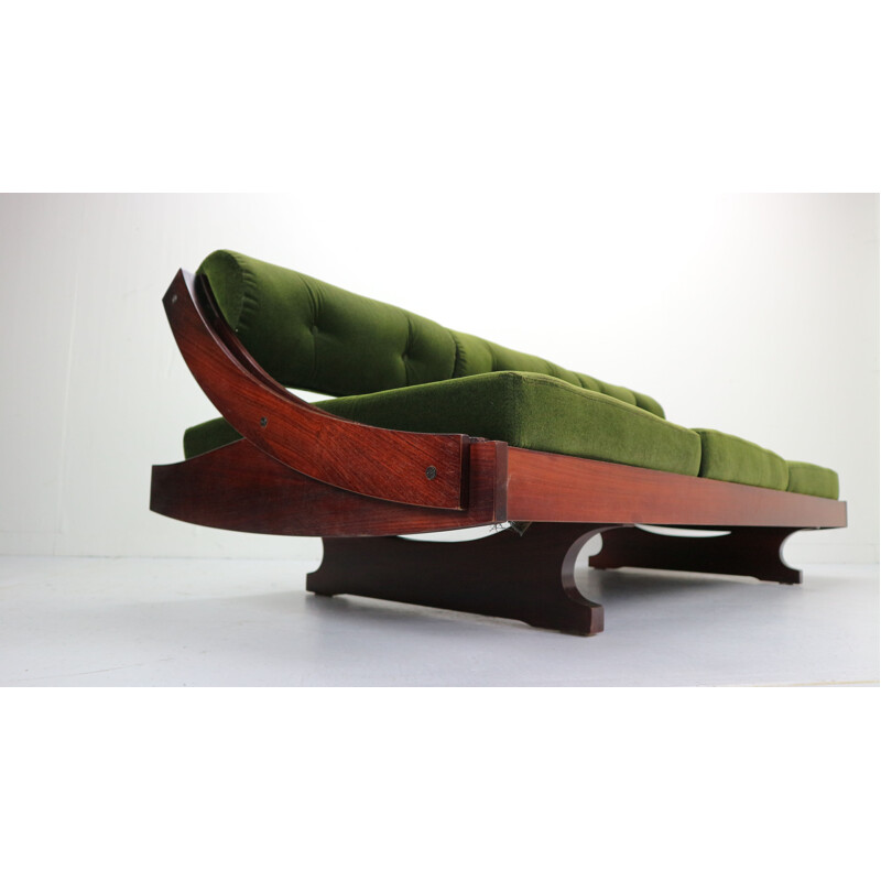 GS195 daybed in green velvet and rosewood by Gianni Songia