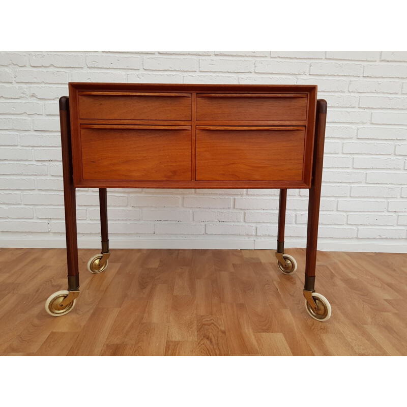 Scandinavian sewing table in teak