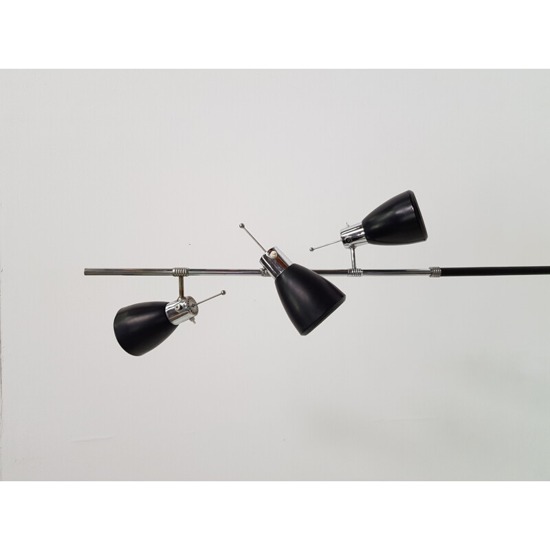 Vintage floor lamp Monix in black lacquered metal and chrome 1960s