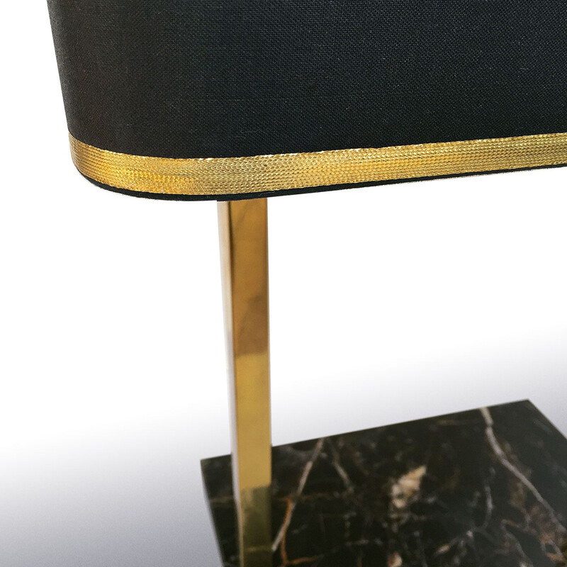 Vintage brass and black marble lamp, 1970
