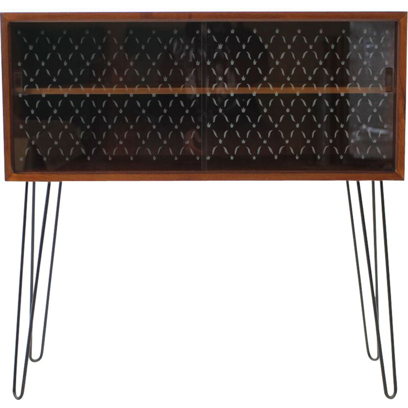 Vintage danish upcycled cabinet in teak and glass 1960