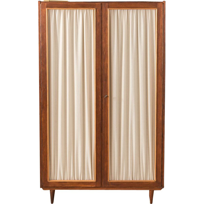 Vintage german wardrobe in wood and glass 1950