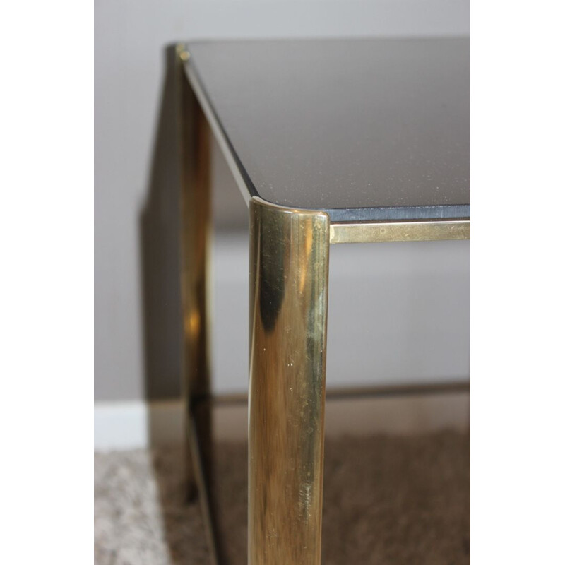 Table d'appoint en bronze et verre teinté par Jacques Quinet pour Broncz, 1960s