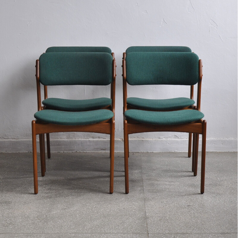 Set of 4 vintage dining chairs by E. Buch for O.D. Møbler, 1960s