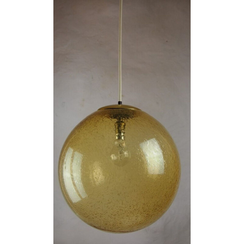 Vintage hanging lamp Globe Bubble in smoked glass Peill & Putzler Germany 1960s