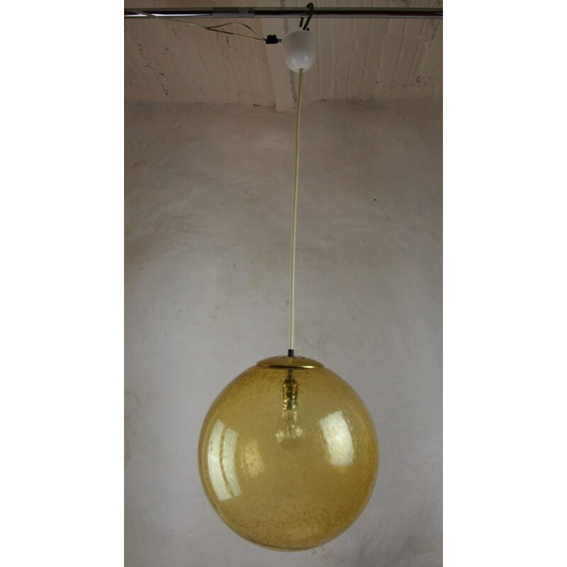 Vintage hanging lamp Globe Bubble in smoked glass Peill & Putzler Germany 1960s