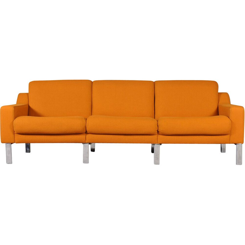 Vintage 3-seater sofa in orange fabric