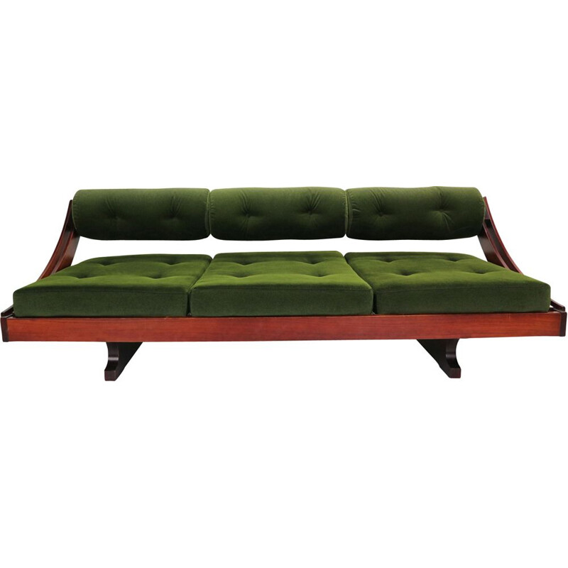 GS195 daybed in green velvet and rosewood by Gianni Songia