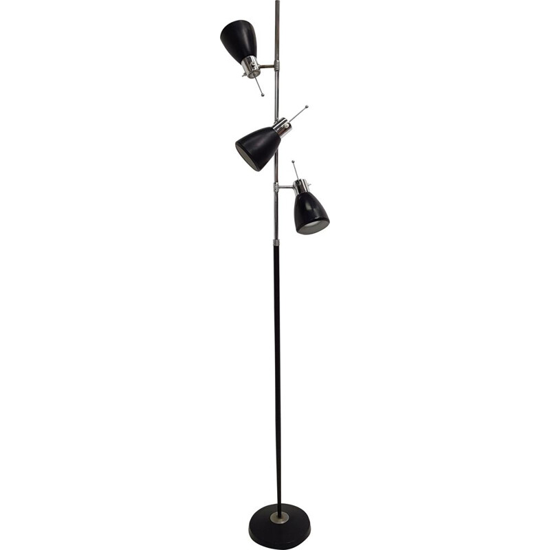 Vintage floor lamp Monix in black lacquered metal and chrome 1960s