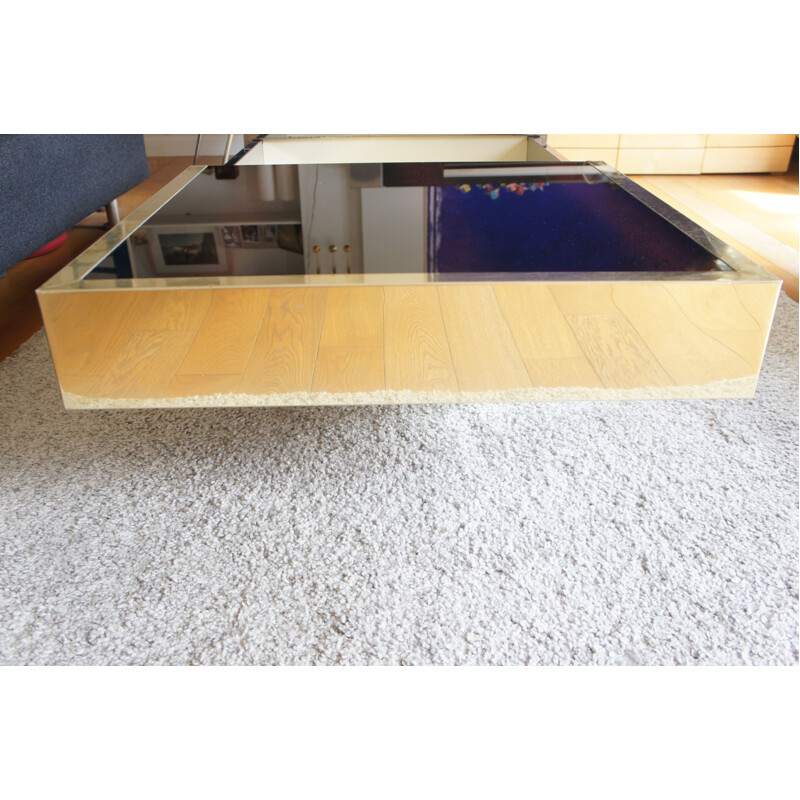 Vintage coffee table in brass and glass, France 1970s