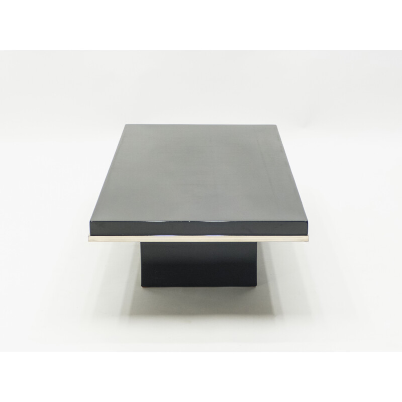 Vintage brass lacquered coffee table by J.C. Mahey for Roche Bobois, 1970