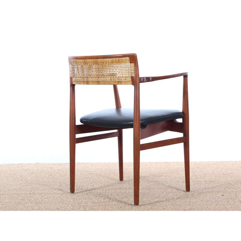 Pair of vintage armchairs in teak and leather model W26 Erik Wørts for Henrik Wørts Møbelsnedkeri Scandinavian 