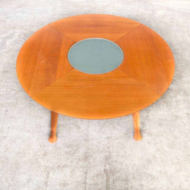 Vintage round dining table in teak 1990s