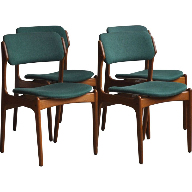 Ensemble de 4 chaises à repas vintage par E. Buch pour D.E. Møbler 1960