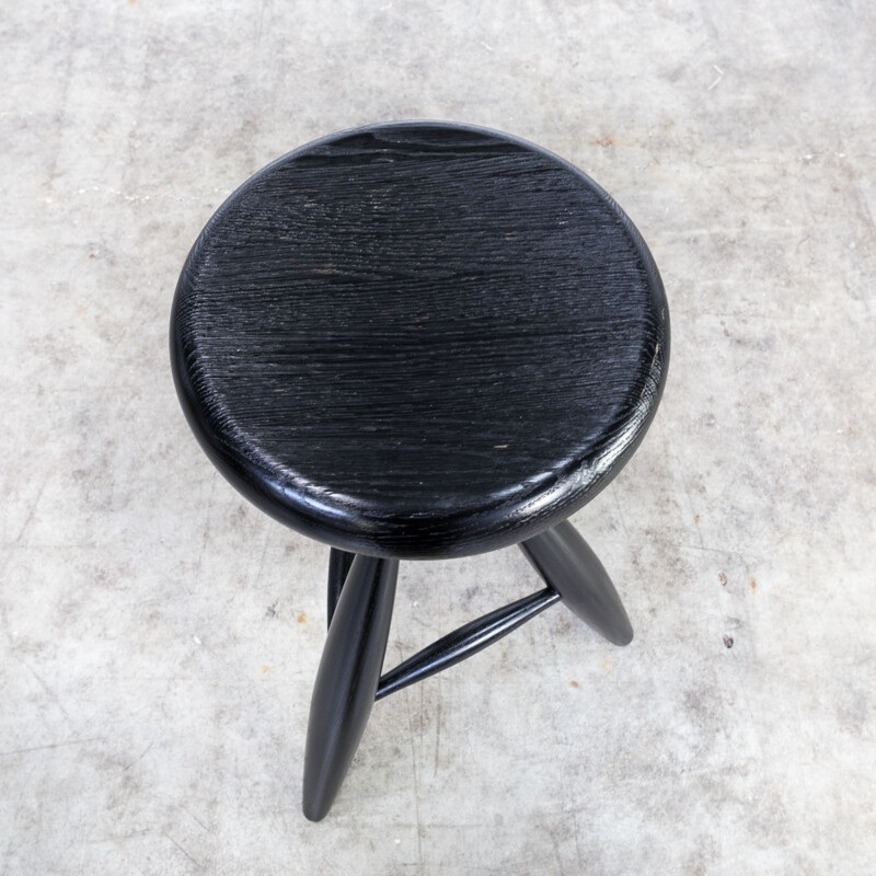 Set of 2 vintage stools EA001 black by Eero Aarnio for Artek 1990s