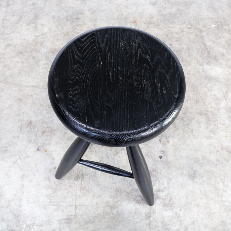 Set of 2 vintage stools EA001 black by Eero Aarnio for Artek 1990s