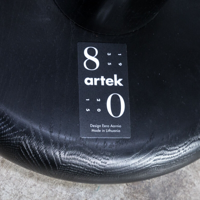 Set of 2 vintage stools EA001 black by Eero Aarnio for Artek 1990s