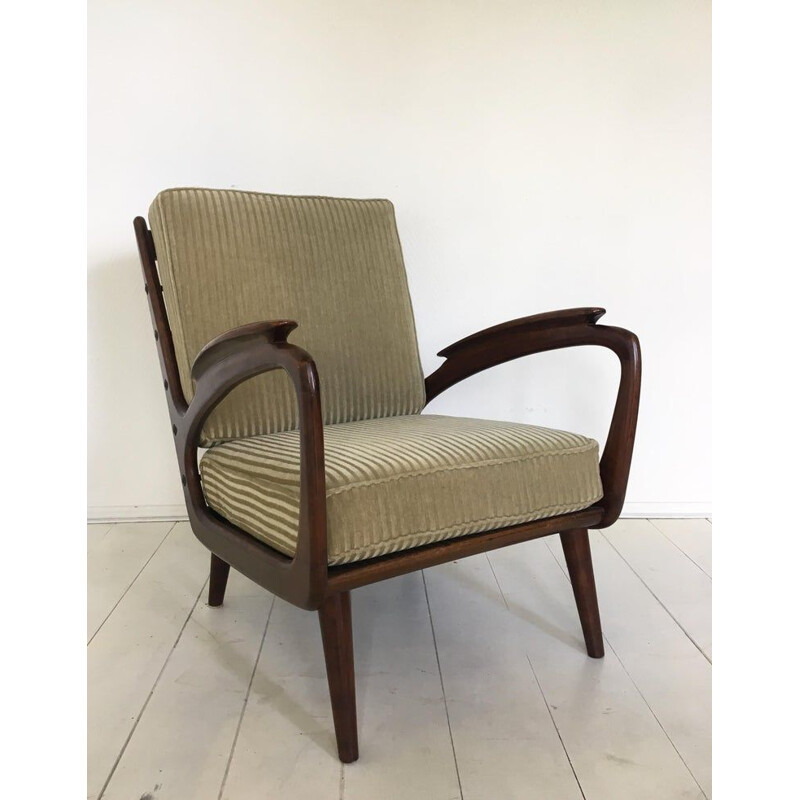 Vintage armchair Teak Brown and Green Scandinavian 1960s